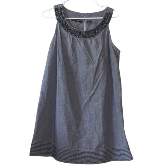 Speed Control NY Womens Beaded Collar Denim Dress 1X - Picture 1 of 8